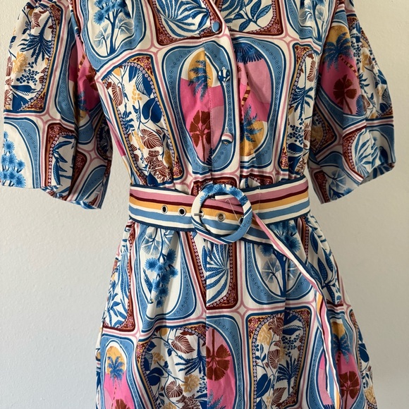 Joie tropical multi color printed Dress with Belt - Picture 2 of 11